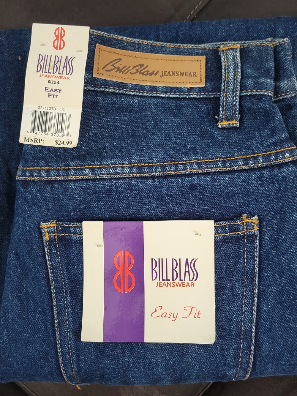Vintage Bill Blass Women's Dark Blue Easy Fit High-Rise Jeans